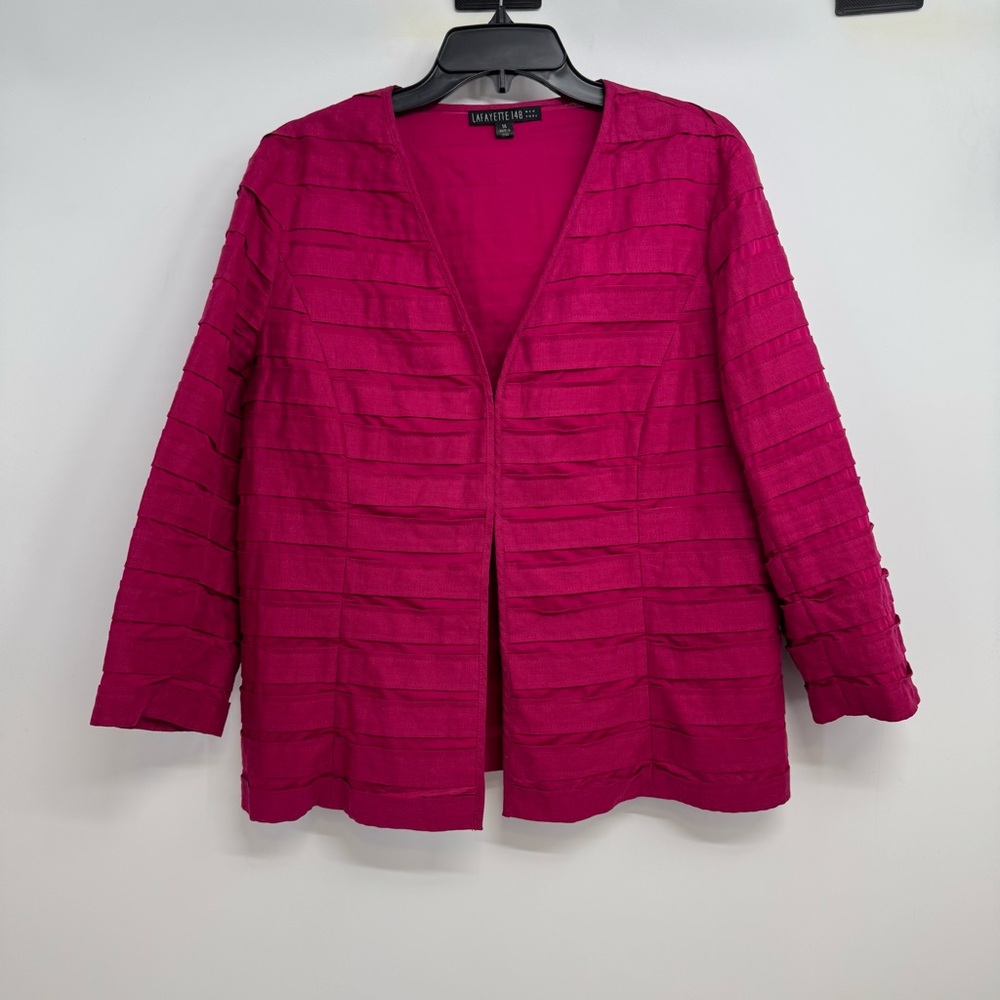 Lafayette 148 Linen Blazer Womens size 14 Pink Pleated
